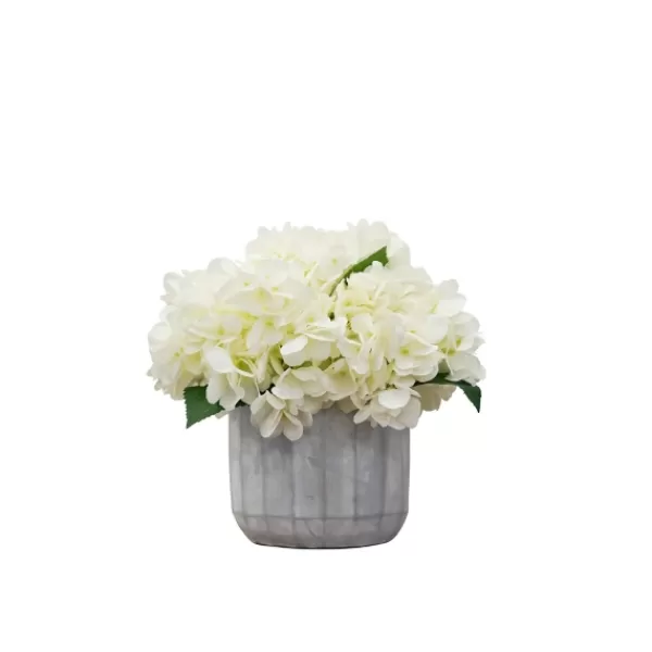 Arrangements & Greenery-Kirkland's Home Cream Hydrangea Arrangement In Cement Planter Ivory/Gray