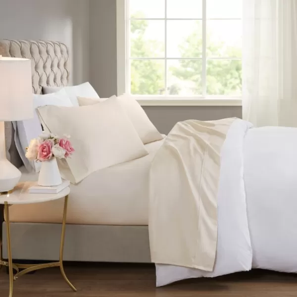 Bed Sheets-Kirkland's Home Cream Rich Cooling Cotton King Sheet Set Ivory