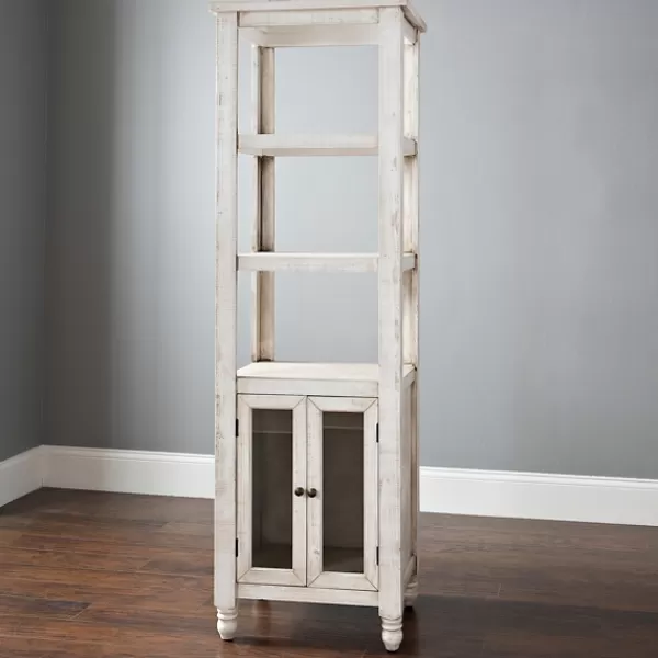 Entryway Furniture-Kirkland's Home Cream Savannah Bookshelf Ivory