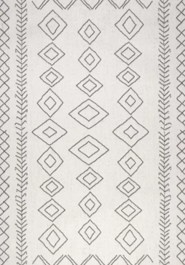 Outdoor Rugs-Kirkland's Home Cream Serna Tribal Outdoor Area Rug, 5X7 White/Black