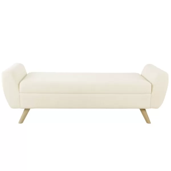 Benches & Ottomans-Kirkland's Home Cream Sherpa And Wood Storage Bench Ivory