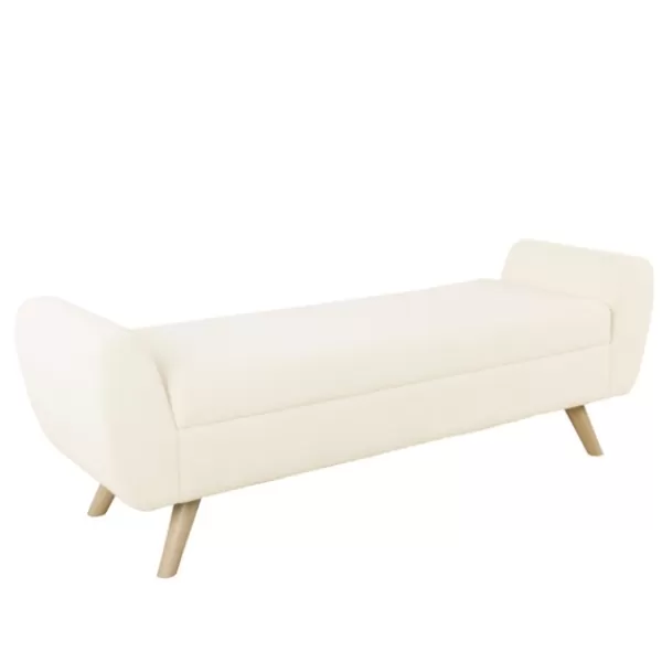 Benches & Ottomans-Kirkland's Home Cream Sherpa And Wood Storage Bench Ivory