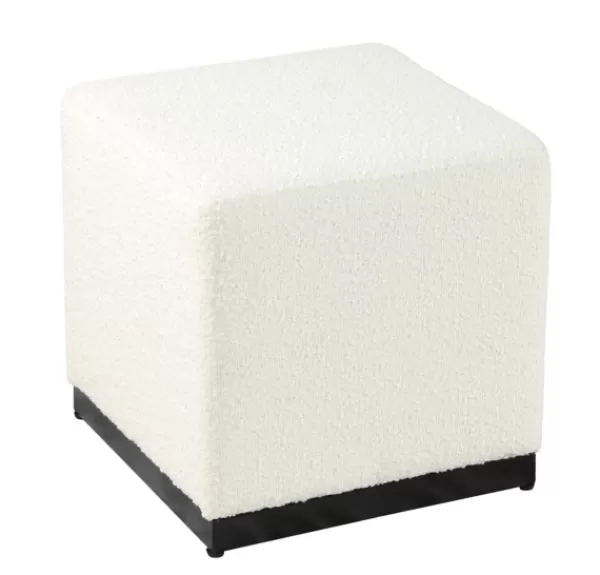 Benches & Ottomans-Kirkland's Home Cream Sherpa Boucle Cube Ottoman Ivory