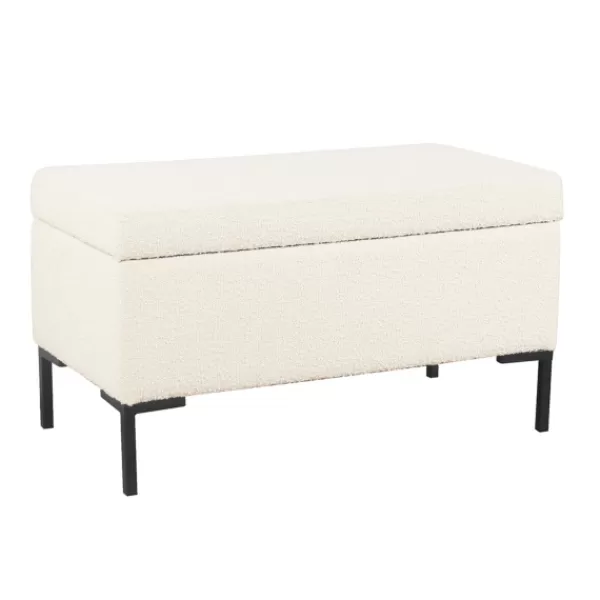 Benches & Ottomans-Kirkland's Home Cream Sherpa Boucle Storage Bench Ivory