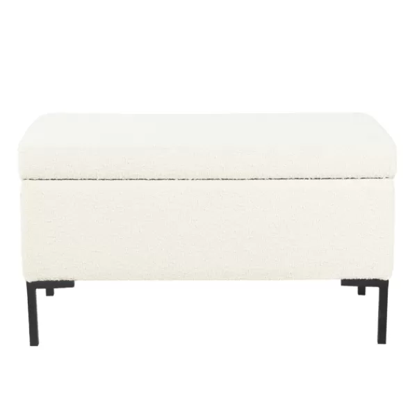 Benches & Ottomans-Kirkland's Home Cream Sherpa Boucle Storage Bench Ivory