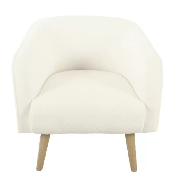 Accent Chairs-Kirkland's Home Cream Sherpa Upholstered Barrel Accent Chair Ivory