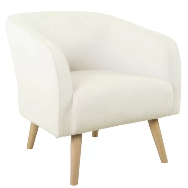 Accent Chairs-Kirkland's Home Cream Sherpa Upholstered Barrel Accent Chair Ivory