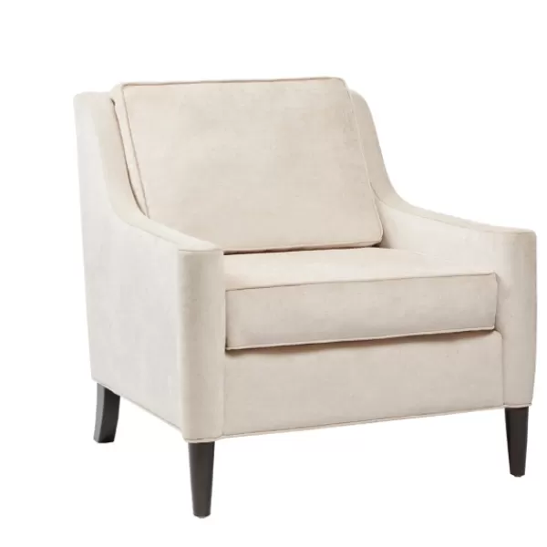 Accent Chairs-Kirkland's Home Cream Swoop Arms Upholstered Armchair Ivory