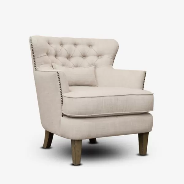 Accent Chairs-Kirkland's Home Cream Tufted Armchair With Lumbar Pillow Ivory