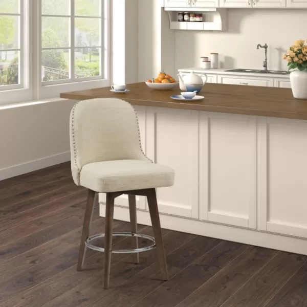 Bar Stools & Counter Height Stools-Kirkland's Home Cream Tufted Back Swivel Counter Stool Ivory