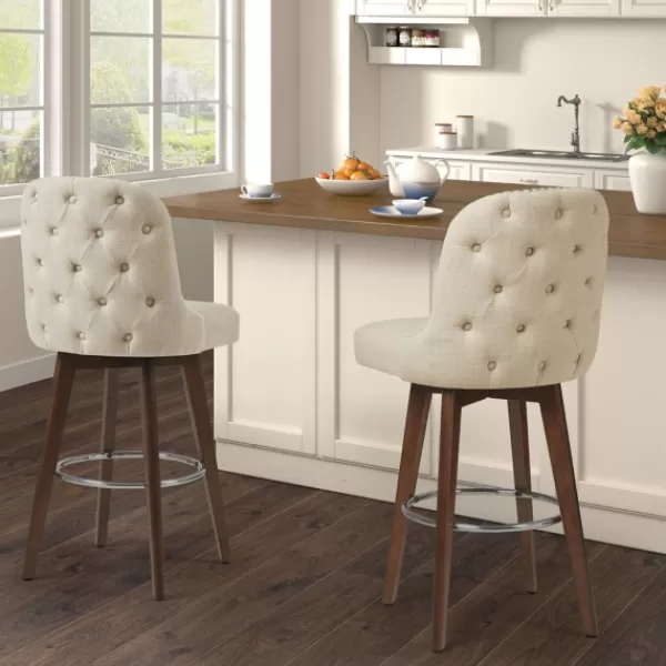 Bar Stools & Counter Height Stools-Kirkland's Home Cream Tufted Back Swivel Counter Stool Ivory