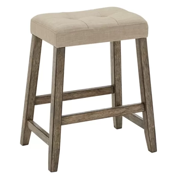 Bar Stools & Counter Height Stools-Kirkland's Home Cream Tufted Upholstered Counter Stools, Set Of 3 Tan