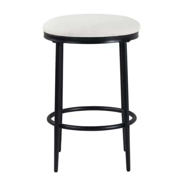 Bar Stools & Counter Height Stools-Kirkland's Home Cream Upholstered Metal Counter Stool Ivory