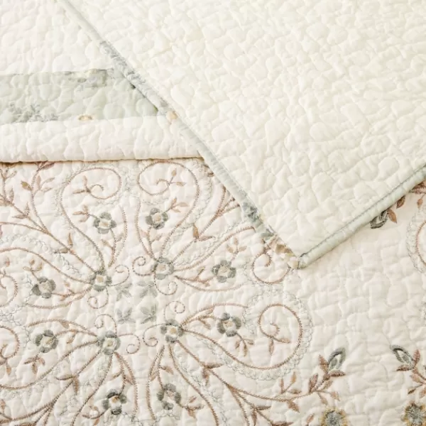 Bedspreads & Coverlets-Kirkland's Home Cream Vintage Treasure King Bedspread Ivory/Green