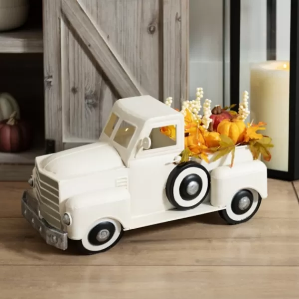 Statues & Figurines-Kirkland's Home Cream Vintage Truck With Pre-Lit Autumn Leaves Ivory/Orange