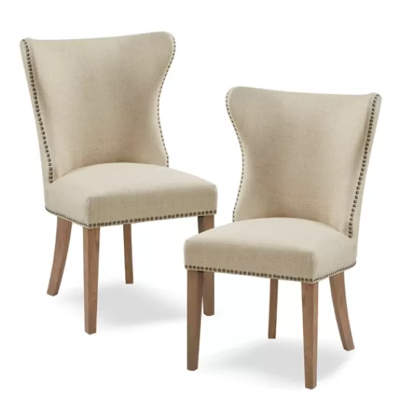 Dining Chairs-Kirkland's Home Cream Wing Back Nailhead Dining Chairs, Set Of 2 Ivory