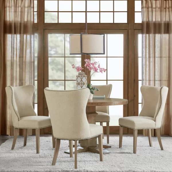 Dining Chairs-Kirkland's Home Cream Wing Back Nailhead Dining Chairs, Set Of 2 Ivory