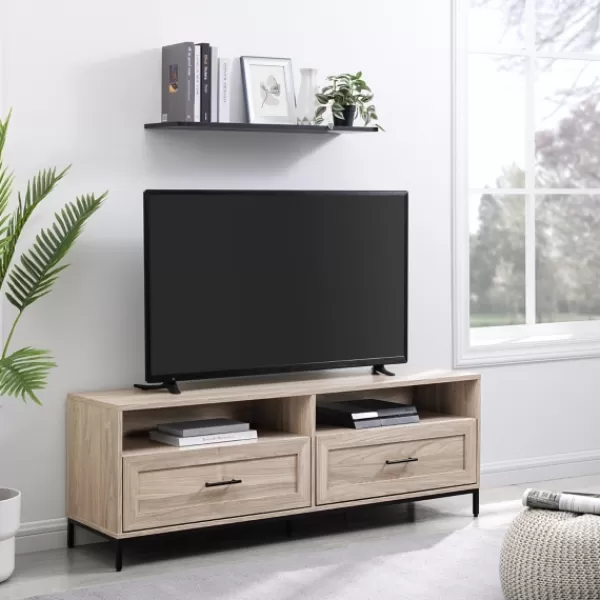 Tv Stands & Media Consoles-Kirkland's Home Cream Wood 2-Drawer Tv S D Tan