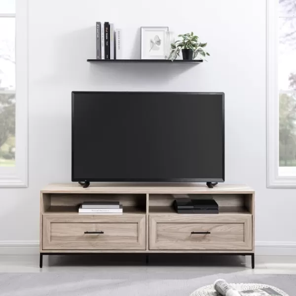 Tv Stands & Media Consoles-Kirkland's Home Cream Wood 2-Drawer Tv S D Tan