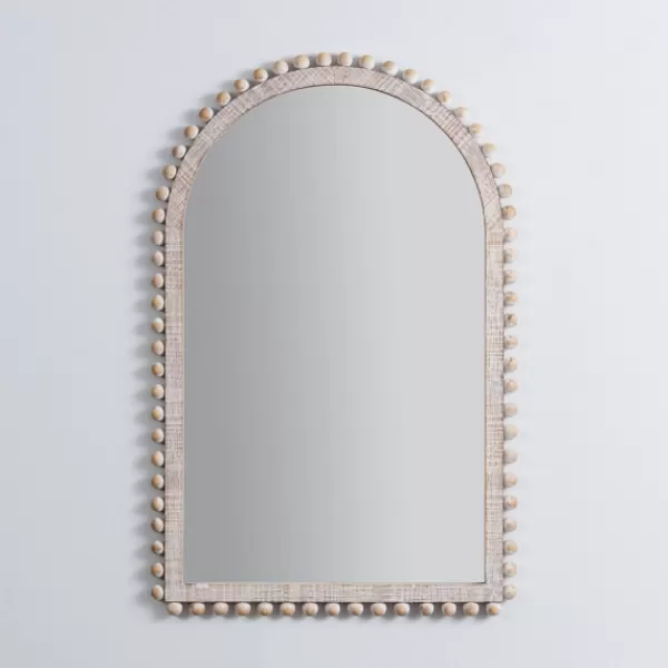 Decorative Mirrors-Kirkland's Home Cream Wood Beaded Arch Frame Mirror