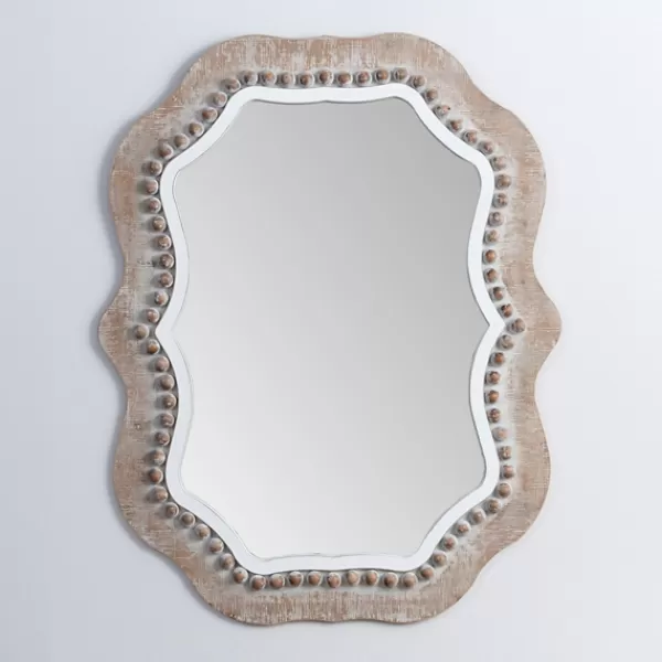 Decorative Mirrors-Kirkland's Home Cream Wood Beaded Wavy Frame Mirror