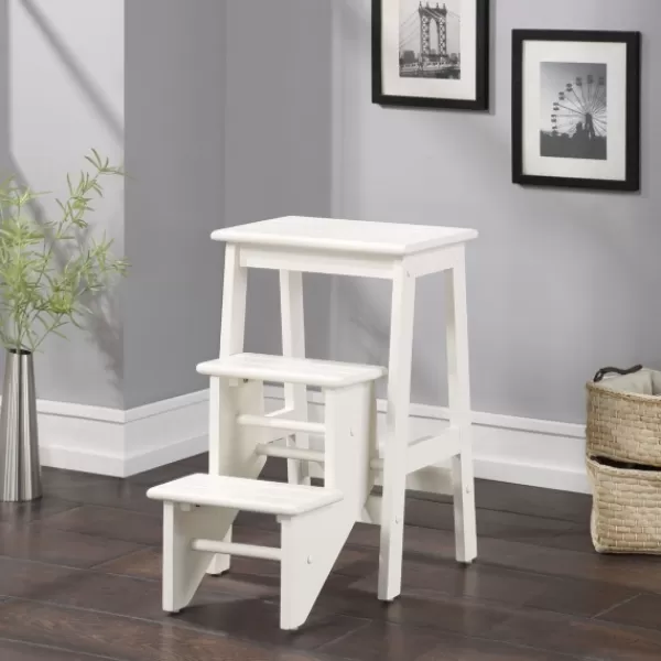 Bar Stools & Counter Height Stools-Kirkland's Home Cream Wooden 3-Level Step Stool Ivory