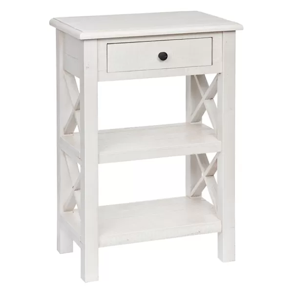 Accent & End Tables-Kirkland's Home Cream Wooden Plank Side Table Ivory