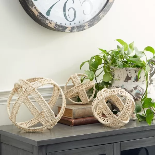 Decorative Accents-Kirkland's Home Cream Woven Decorative Orbs, Set Of 3 White
