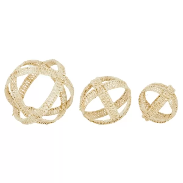Decorative Accents-Kirkland's Home Cream Woven Decorative Orbs, Set Of 3 White