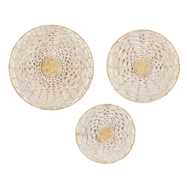 Wall Plaques-Kirkland's Home Cream Woven Dried Plant Wall Sculptures, Set Of 3 Ivory/Tan