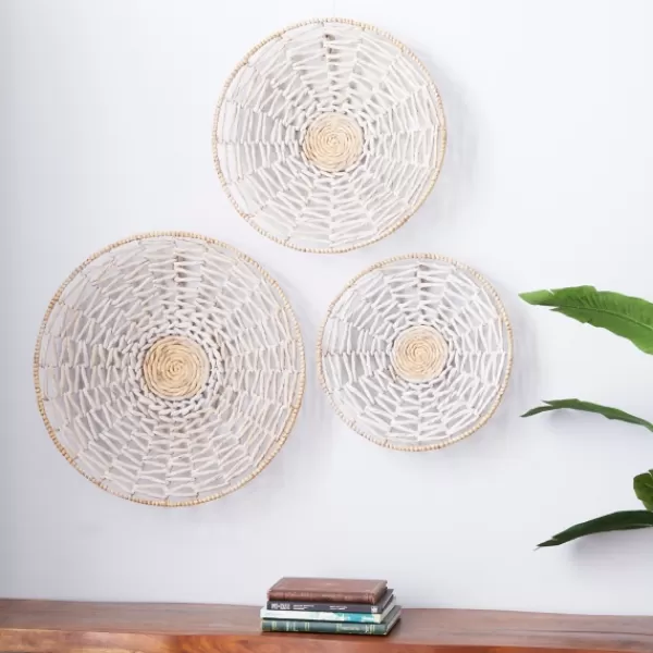 Wall Plaques-Kirkland's Home Cream Woven Dried Plant Wall Sculptures, Set Of 3 Ivory/Tan