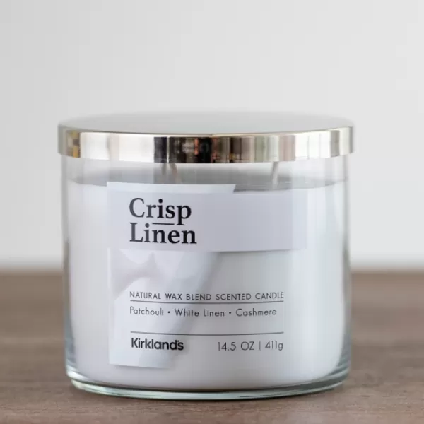 Candles-Kirkland's Home Crisp Linen 3-Wick Jar Candle Blue