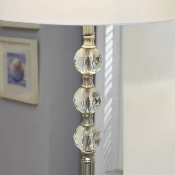 Floor Lamps-Kirkland's Home Crystal Spheres Brushed Nickel Floor Lamp White