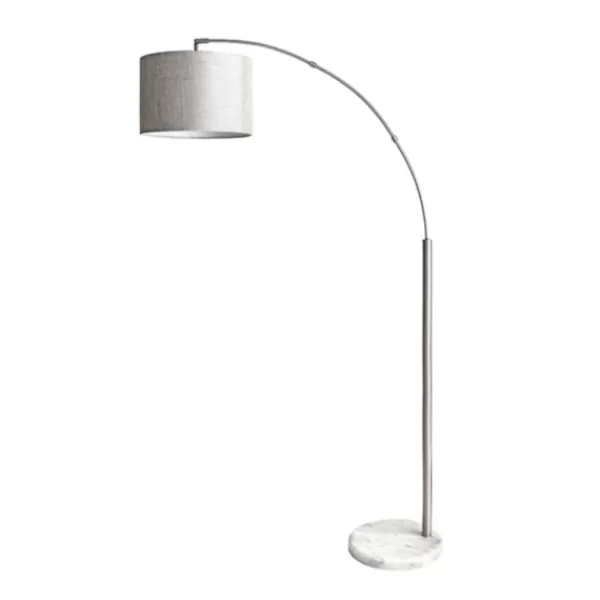 Floor Lamps-Kirkland's Home Curved Floor Lamp With Marble Base Silver