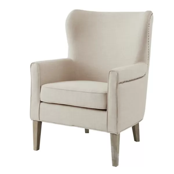 Accent Chairs-Kirkland's Home Curved Wingback Accent Chair Ivory