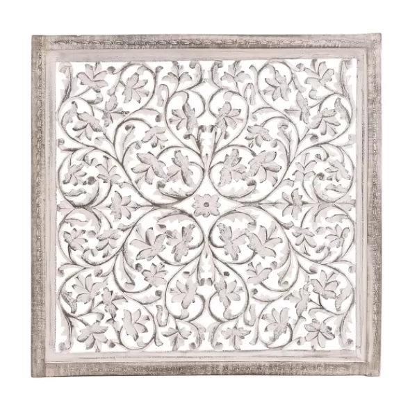 Wall Plaques-Kirkland's Home Daisy Distressed Carved Wall Plaque White