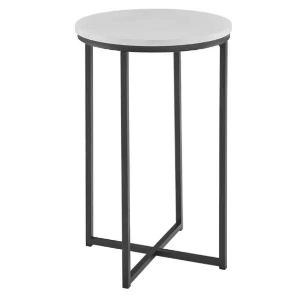 Accent & End Tables-Kirkland's Home Daisy Faux Marble X Base Accent Table