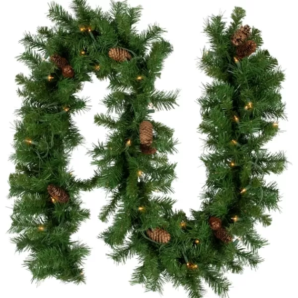 Arrangements & Greenery-Kirkland's Home Dakota Pinecone Clear Led Lit Garland, 108 In. Green