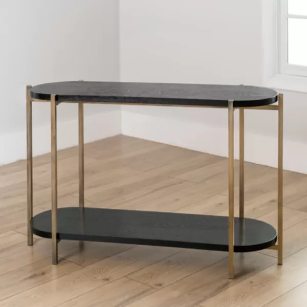 Entryway Furniture-Kirkland's Home Darcy Black Oval Console Table