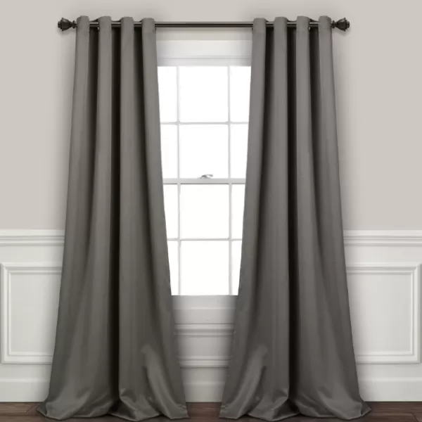 Curtains & Drapes-Kirkland's Home Dark Blackout Curtain Panel Set, 108 In. Gray