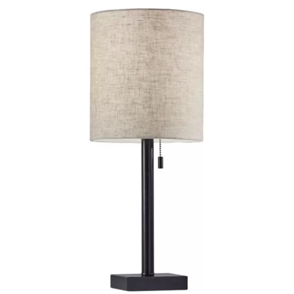 Table Lamps-Kirkland's Home Dark Bronze Square Base Table Lamp Ivory