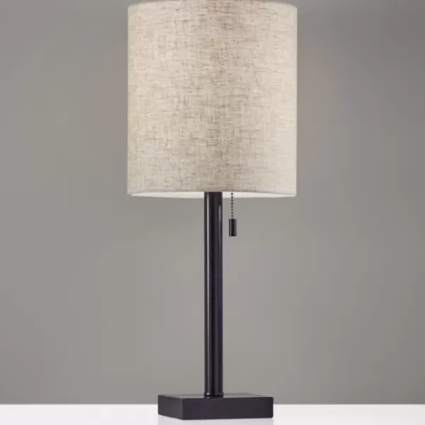 Table Lamps-Kirkland's Home Dark Bronze Square Base Table Lamp Ivory