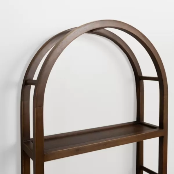 Shelves-Kirkland's Home Dark Brown Wood Arched Wall Shelf