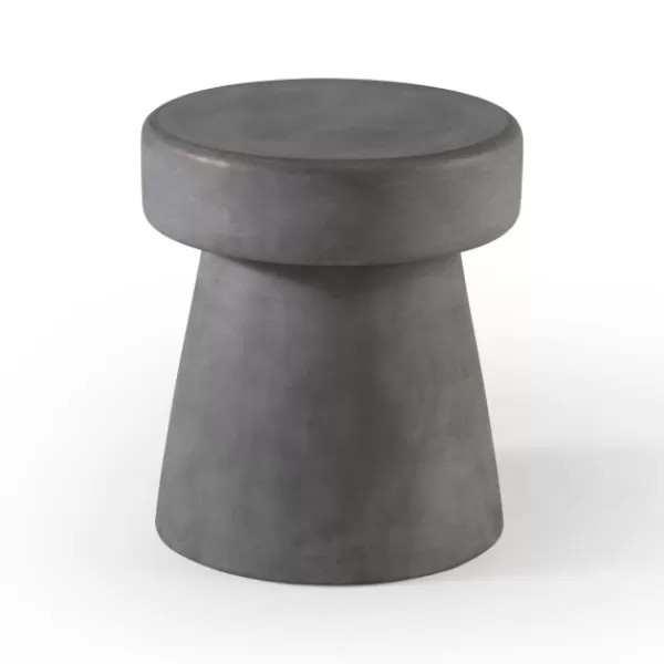 Accent & End Tables-Kirkland's Home Dark Concrete Sculpted Base Accent Table Gray