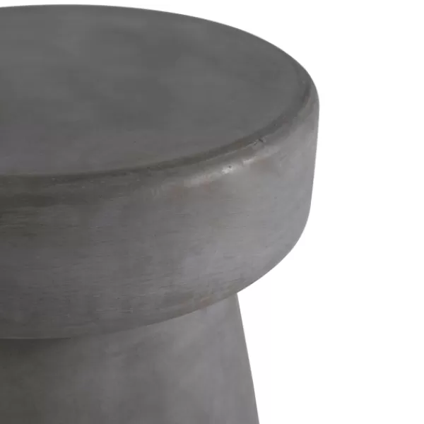 Accent & End Tables-Kirkland's Home Dark Concrete Sculpted Base Accent Table Gray