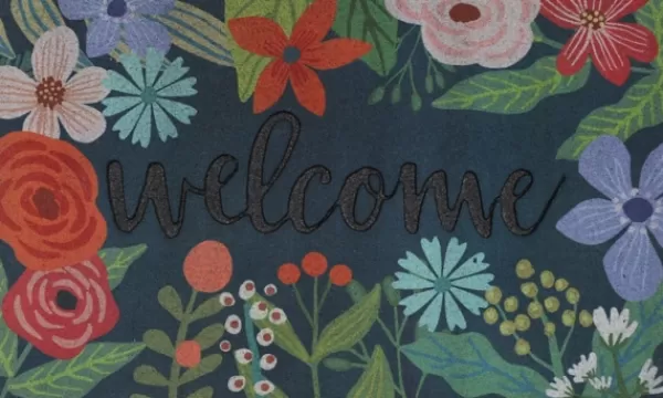 Doormats-Kirkland's Home Dark Floral Welcome Rubber Doormat Multi