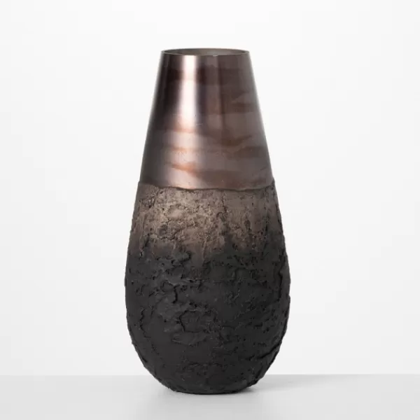 Vases-Kirkland's Home Dark Iridescent Glass Vase, 12 In. Brown