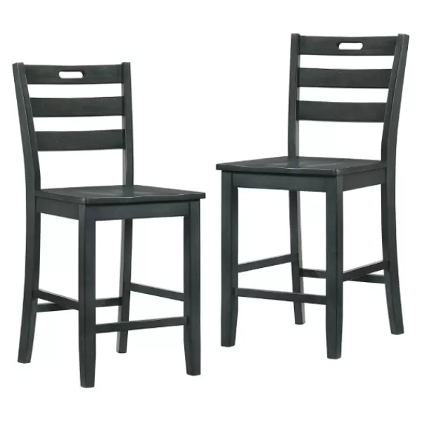 Bar Stools & Counter Height Stools-Kirkland's Home Dark Ladder Counter Stools, Set Of 2 Gray