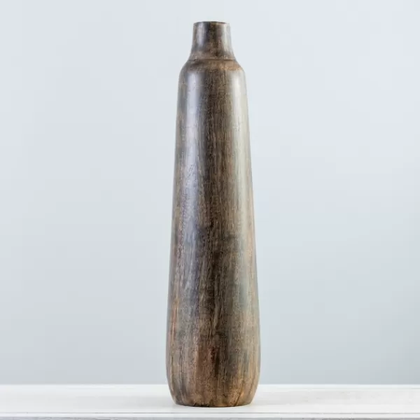 Vases-Kirkland's Home Dark Mango Wood Vase, 23 In. Gray