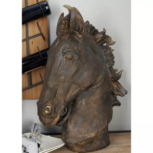 Statues & Figurines-Kirkland's Home Dark Polystone Horse Head Statue Brown